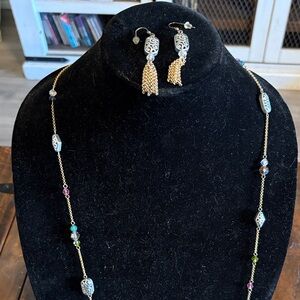 Brighton Gold and Silver Necklace with Earrings